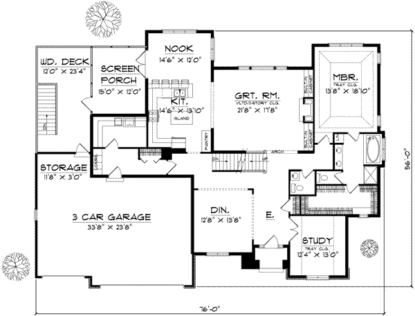 Home Plan - Traditional Floor Plan - Main Floor Plan #70-646