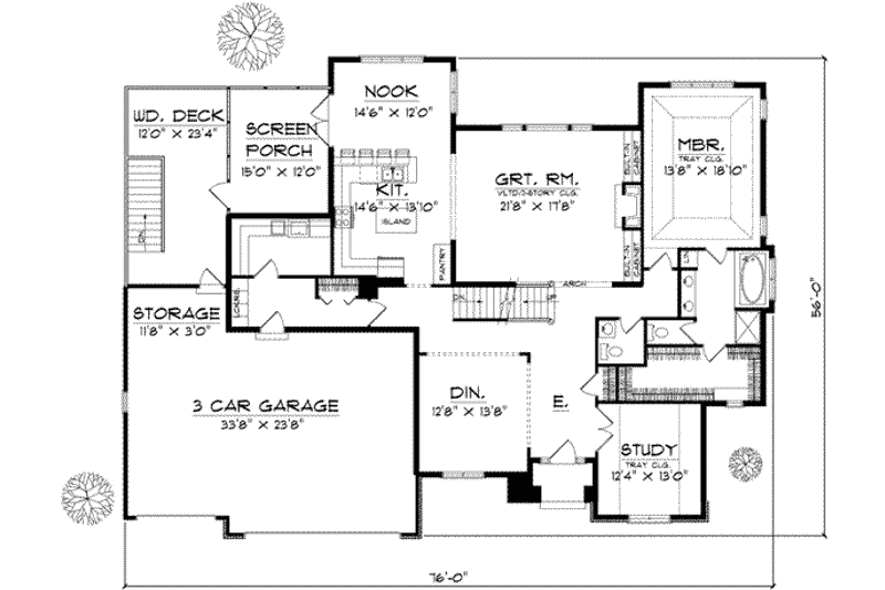 Home Plan - Floor Plan - Main Floor for Traditional House Plan #70-646 - 4 bed, 3.5 bath