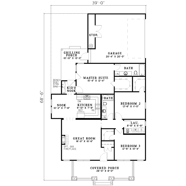 House Plan Design - Southern Floor Plan - Main Floor Plan #17-436