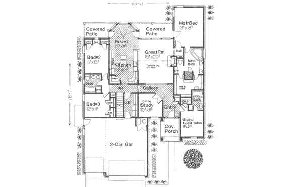 Floor Plan - Main Floor for Traditional House Plan #310-364 - 4 bed, 3.5 bath
