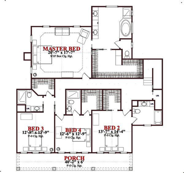 Traditional Floor Plan - Upper Floor Plan #63-261