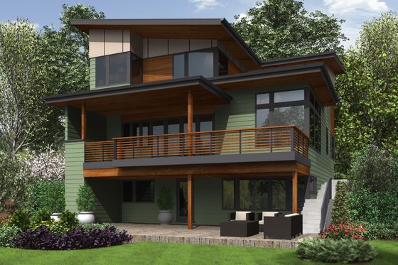Exterior - Rear Elevation for Contemporary House Plan #48-709 - 4 bed, 4 bath