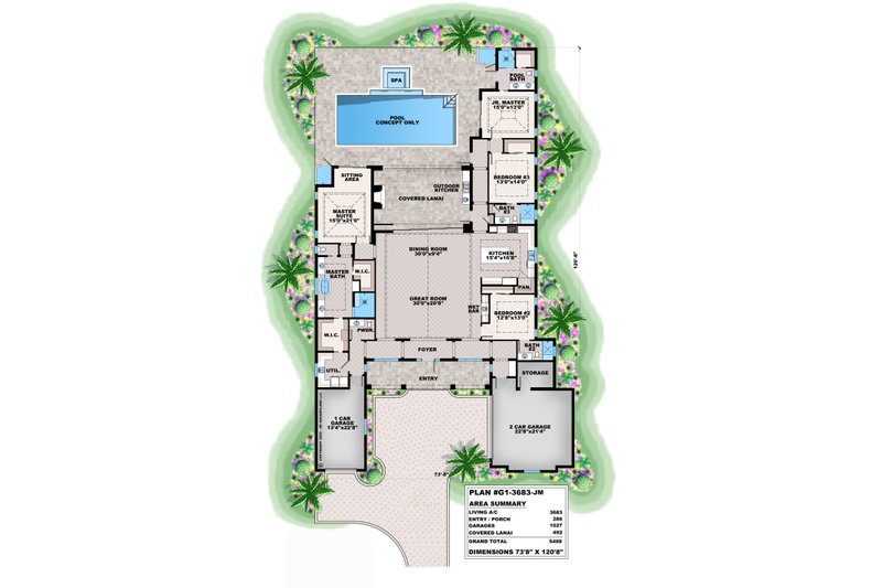 Dream House Plan - Floor Plan - Main Floor for Southern House Plan #1083-6 - 3 bed, 4.5 bath