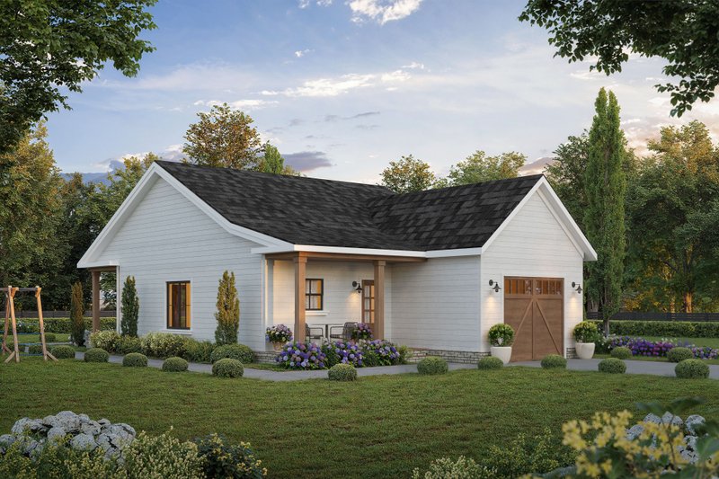 House Blueprint - Exterior - Front Elevation 3 for Farmhouse House Plan #1117-40 - 1 bed, 1 bath