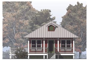 Exterior - Front Elevation 3 for Beach House Plan #536-2 - 2 bed, 1 bath