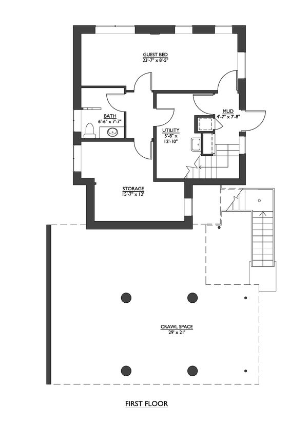 Modern Floor Plan - Lower Floor Plan #890-6