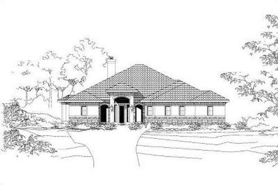 Exterior - Front Elevation for European House Plan #411-453 - 3 bed, 2.5 bath
