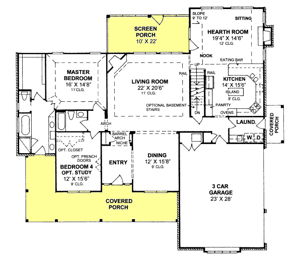 Architectural House Design - Farmhouse Floor Plan - Main Floor Plan #20-1364