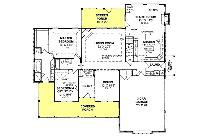 Dream House Plan - Floor Plan - Main Floor for Farmhouse House Plan #20-1364 - 4 bed, 3 bath