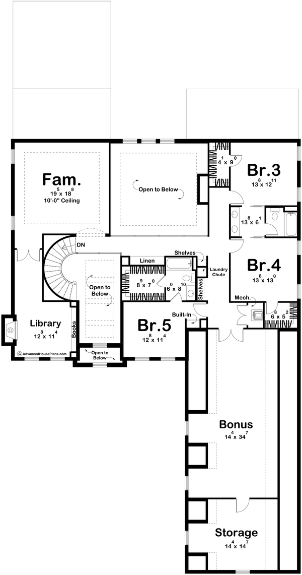 Dream House Plan - Colonial Floor Plan - Lower Floor Plan #455-388