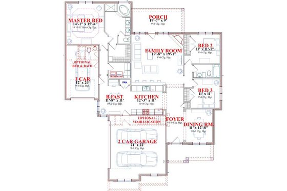 Floor Plan - Main Floor for Traditional House Plan #63-142 - 3 bed, 2 bath