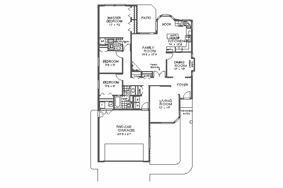Floor Plan - Main Floor for Ranch House Plan #18-142 - 3 bed, 2 bath