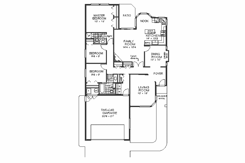 Dream House Plan - Floor Plan - Main Floor for Ranch House Plan #18-142 - 3 bed, 2 bath