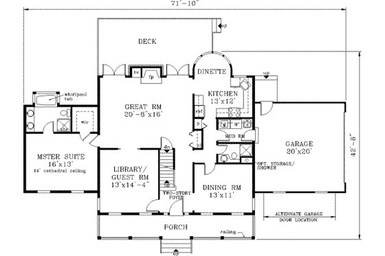 Floor Plan - Main Floor for Farmhouse House Plan #3-181 - 4 bed, 2.5 bath