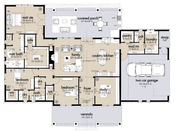 Architectural House Design - Barndominium Floor Plan - Main Floor Plan #120-274