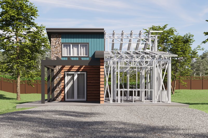 House Blueprint - Exterior - Front Elevation 5 for Cabin House Plan #1106-115 - 1 bed, 1 bath
