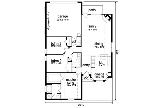 Floor Plan - Main Floor for Traditional House Plan #84-307 - 3 bed, 2 bath