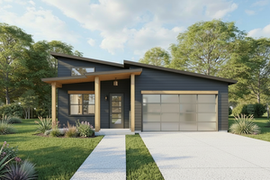 House Design - Exterior - Front Elevation for Contemporary House Plan #1127-2 - 3 bed, 2 bath
