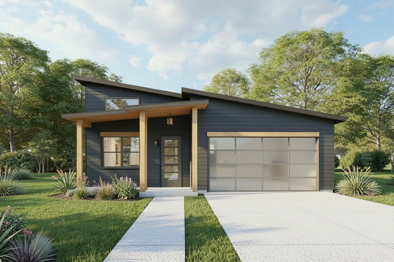 House Design - Exterior - Front Elevation 2 for Contemporary House Plan #1127-2 - 3 bed, 2 bath