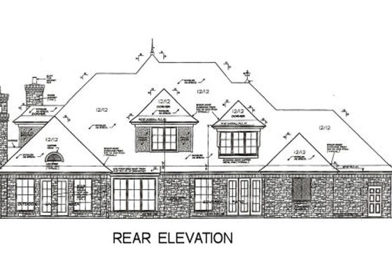 Exterior - Rear Elevation for European House Plan #310-671 - 5 bed, 5.5 bath