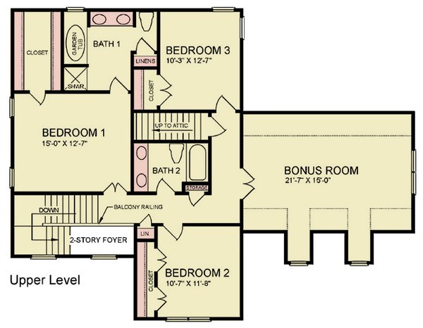 House Plan Design - Farmhouse Floor Plan - Upper Floor Plan #54-666