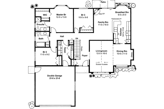 Floor Plan - Main Floor House Plan #126-123 - 3 bed, 2 bath