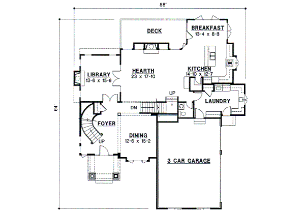 European Floor Plan - Main Floor Plan #67-597