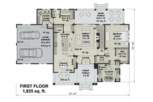 Floor Plan - Main Floor for Farmhouse House Plan #51-1162 - 4 bed, 3.5 bath