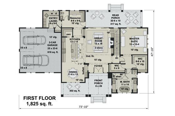 Floor Plan - Main Floor for Farmhouse House Plan #51-1162 - 4 bed, 3.5 bath