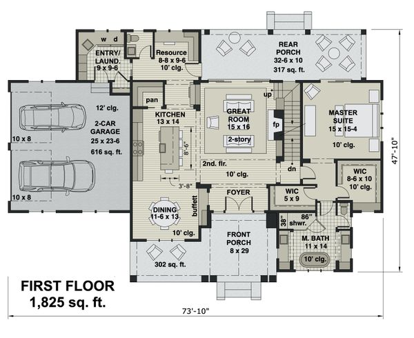 House Blueprint - Farmhouse Floor Plan - Main Floor Plan #51-1162
