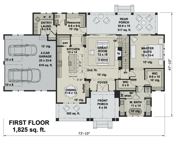 Architectural House Design - Farmhouse Floor Plan - Main Floor Plan #51-1162