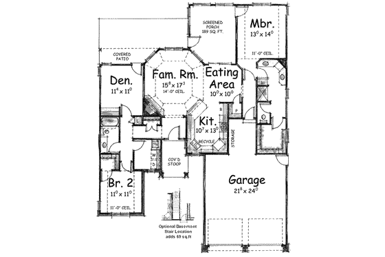 Floor Plan - Main Floor for Traditional House Plan #20-1397 - 3 bed, 2 bath