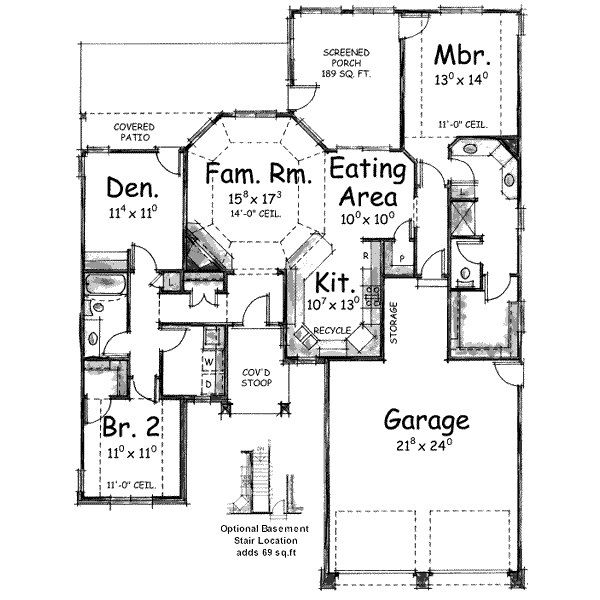 Architectural House Design - Traditional Floor Plan - Main Floor Plan #20-1397