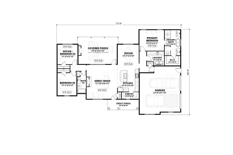 House Design - Floor Plan - Main Floor for Farmhouse House Plan #1117-22 - 3 bed, 2 bath