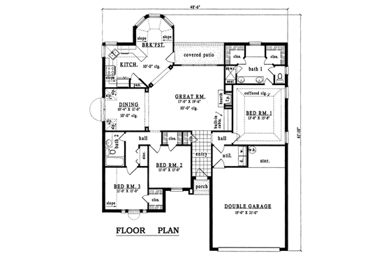 Floor Plan - Main Floor for Traditional House Plan #42-201 - 3 bed, 2 bath