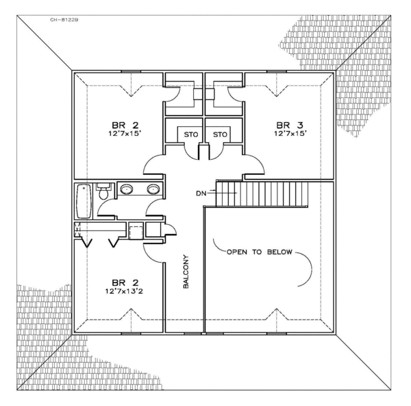 Southern Floor Plan - Upper Floor Plan #8-160