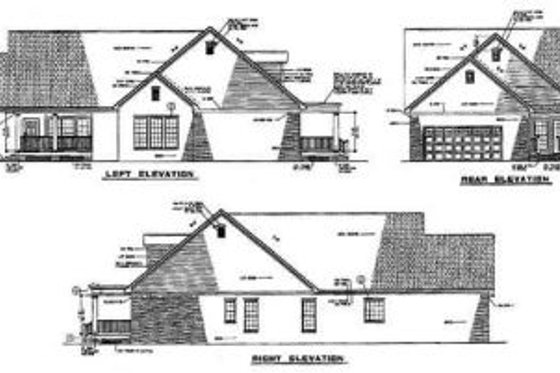 Exterior - Rear Elevation for Farmhouse House Plan #17-418 - 3 bed, 2 bath