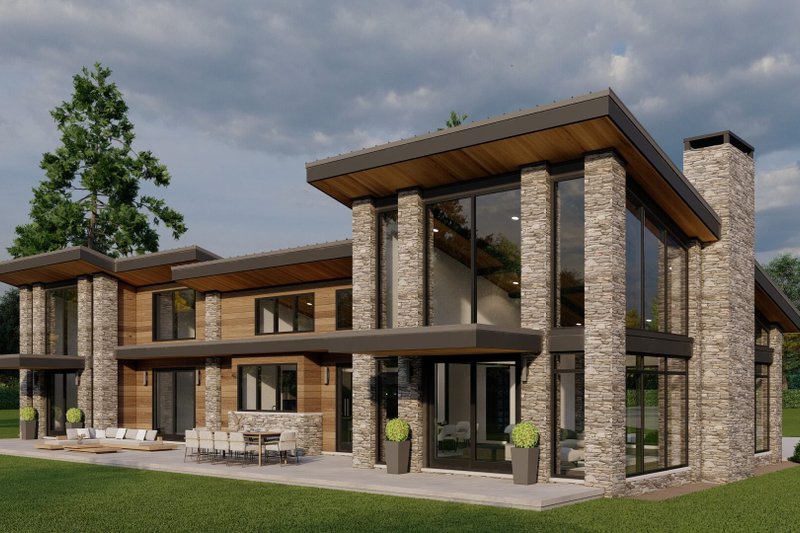 House Design - Exterior - Front Elevation 4 for Modern House Plan #923-413 - 3 bed, 3.5 bath