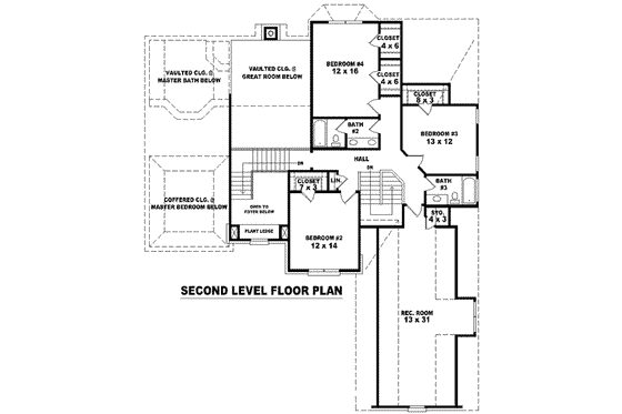 Floor Plan - Upper Floor for European House Plan #81-1126 - 4 bed, 3.5 bath