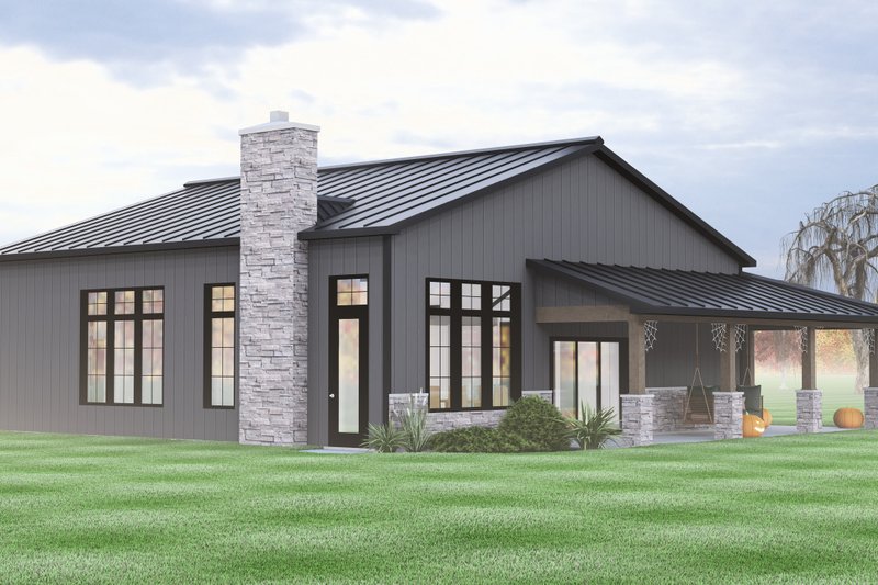 Architectural House Design - Exterior - Rear Elevation 3 for Ranch House Plan #1064-407 - 2 bed, 2 bath