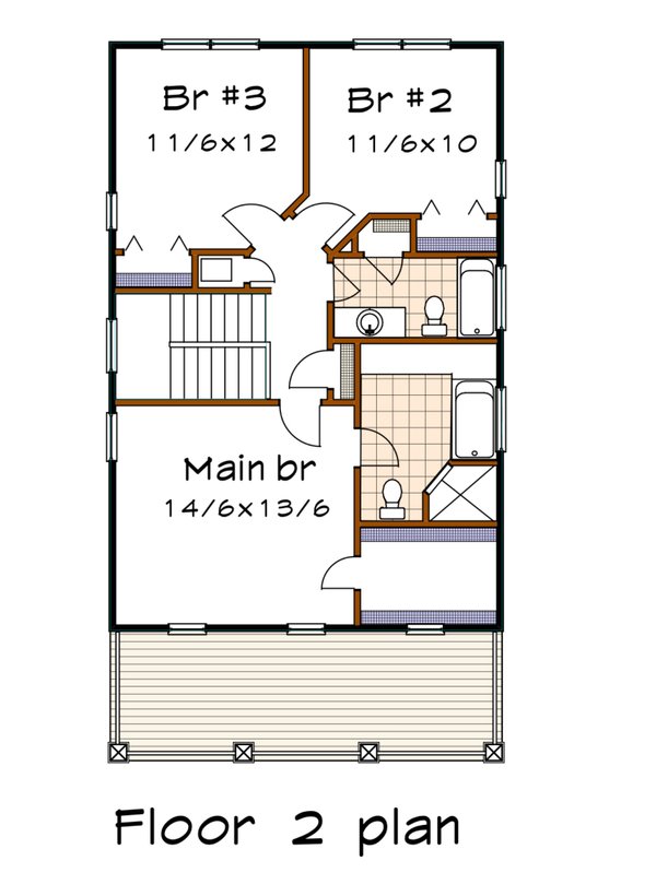 Craftsman Floor Plan - Upper Floor Plan #79-346
