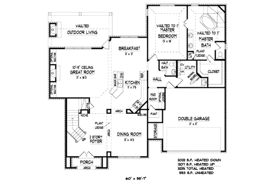 Floor Plan - Main Floor for European House Plan #424-231 - 4 bed, 2.5 bath