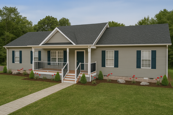 Exterior - Front Elevation 4 for Ranch House Plan #1115-4 - 3 bed, 2 bath