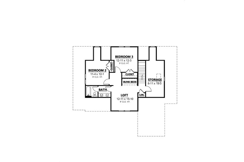 Dream House Plan - Floor Plan - Upper Floor for Country House Plan #1080-13 - 3 bed, 2.5 bath