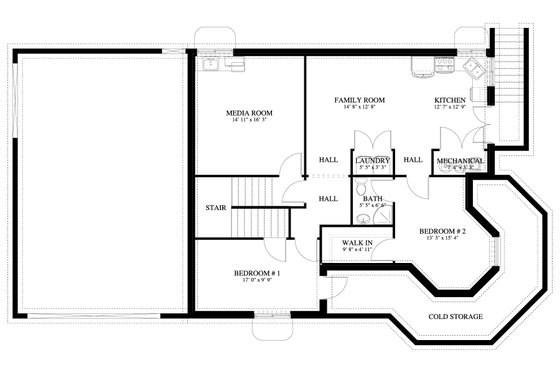 Floor Plan - Lower Floor for Victorian House Plan #1060-51 - 4 bed, 3 bath