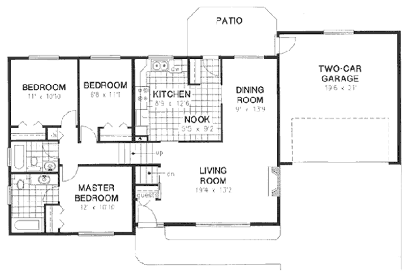 Home Plan - Floor Plan - Main Floor for European House Plan #18-9070 - 3 bed, 2 bath