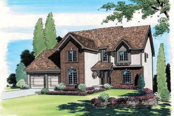 Exterior - Front Elevation for Traditional House Plan #312-591 - 4 bed, 3.5 bath