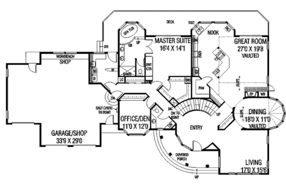 Floor Plan - Main Floor for European House Plan #60-643 - 4 bed, 3.5 bath