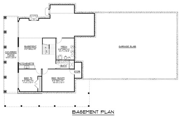 House Blueprint - Floor Plan - Lower Floor for Barndominium House Plan #1064-394 - 3 bed, 3 bath