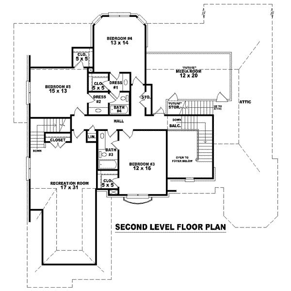Colonial Floor Plan - Upper Floor Plan #81-1619